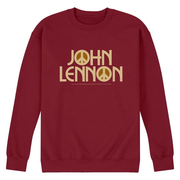John Lennon - Peace Logo - Men's Long Sleeve Crew Fleece Sweatshirt