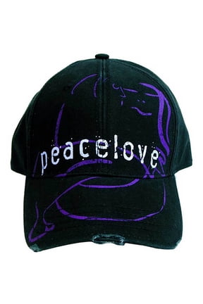 Baseball Cap Peace & Love Vintage frayed new Official Black