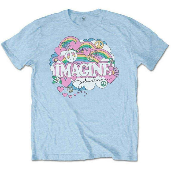 John Lennon Unisex T-Shirt Rainbows, Love & Peace (XX-Large)