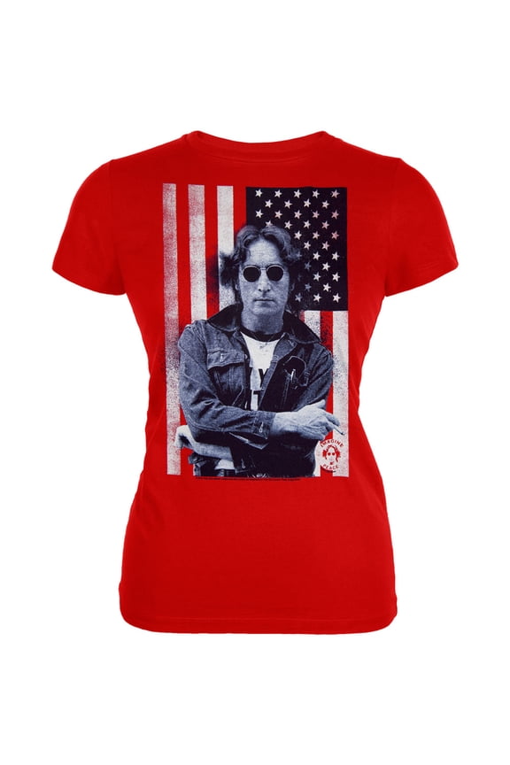 Women's Juniors Flag Photo Short Sleeve T Shirt