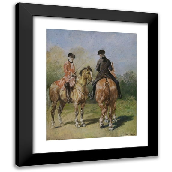 John-Lewis Brown 15x18 Black Modern Framed Museum Art Print Titled - Two Riders in Louis XV Costume (19th Century)