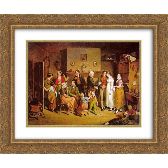John Lewis Krimmel 2x Matted 24x20 Gold Ornate Framed Art Print 'Country Wedding'