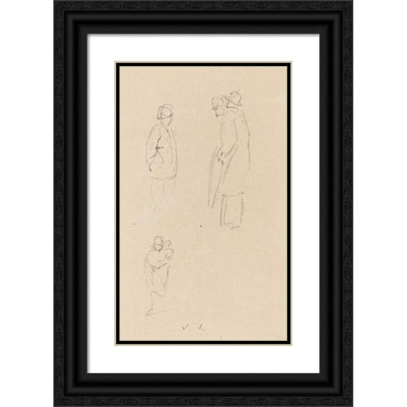 John Linnell 11x14 Black Ornate Wood Framed Double Matted Museum Art Print Titled: Figure Studies