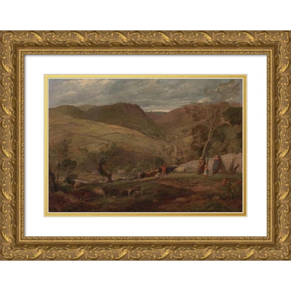 John Linnell 14x11 Gold Ornate Wood Frame and Double Matted Museum Art Print Titled - Hanson Toot, View in Dovedale (1815)