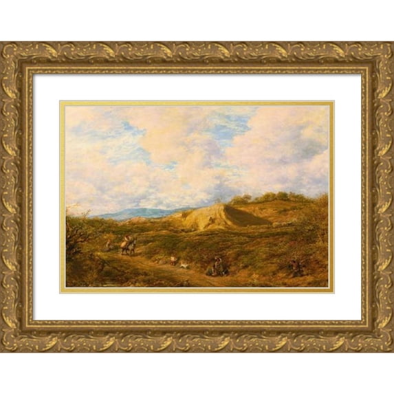 John Linnell 18x14 Gold Ornate Wood Frame and Double Matted Museum Art Print Titled - Redhill Common, Surrey (1874)