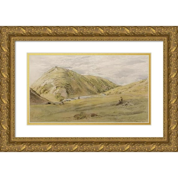 John Linnell 24x15 Gold Ornate Framed and Double Matted Museum Art Print Titled - Entrance to Dovedale from Ashbourne, Derbyshire (1814)