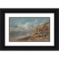 thumbnail image 1 of John Linnell 24x16 Black Ornate Framed Double Matted Museum Art Print Titled: Coast Scene at Cullercoats Near Whitley Bay, 1 of 5