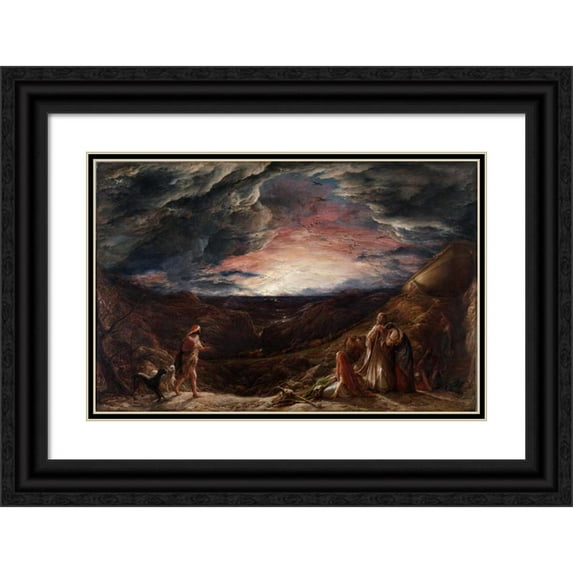 John Linnell 24x17 Black Ornate Framed Double Matted Museum Art Print Titled: Noah, the Eve of the Deluge (1848)