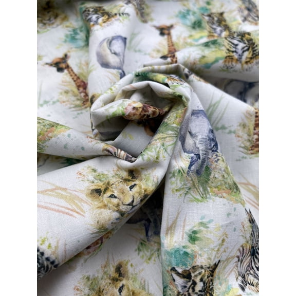 John Louden 100% Cotton Fabric, Multicolor Animal Print for Quilting, Dressmaking & Bag Making, 59" Wide, By the Yard
