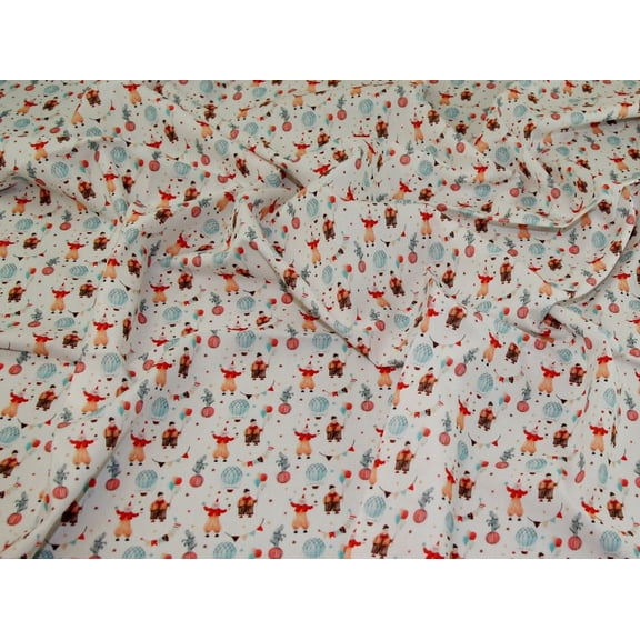John Louden 100% Cotton Fabric, White Toy Print for Bag Making, Dressmaking & Quilting, 60" Wide, By the Yard