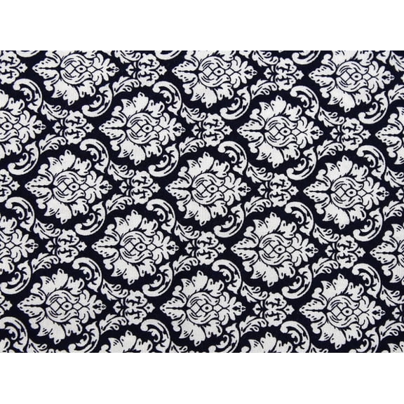 John Louden 100% Cotton Poplin Fabric White on Navy - per yard