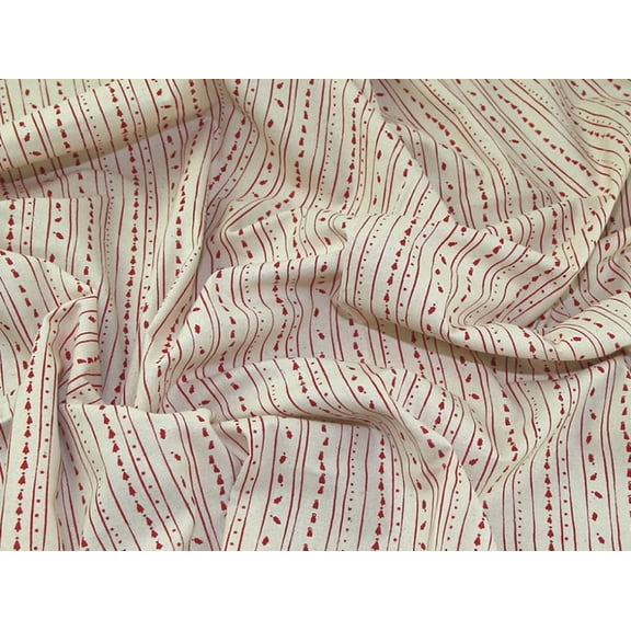 John Louden Printed 100% Cotton Calico Fabric Red on Natural - per yard