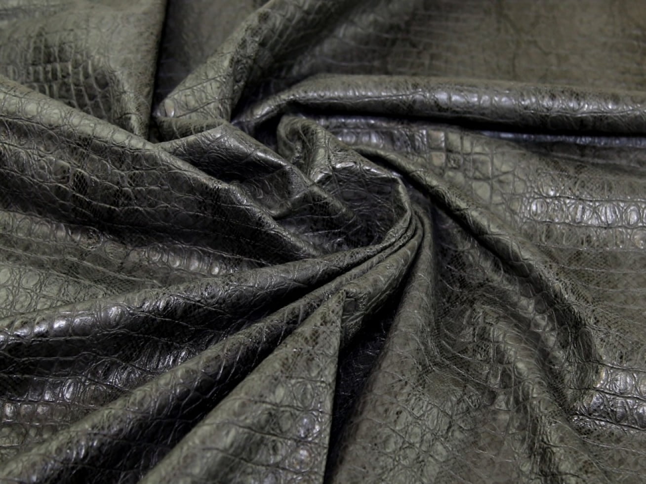 John Louden Snakeskin Faux Leather Fabric Grey - per yard