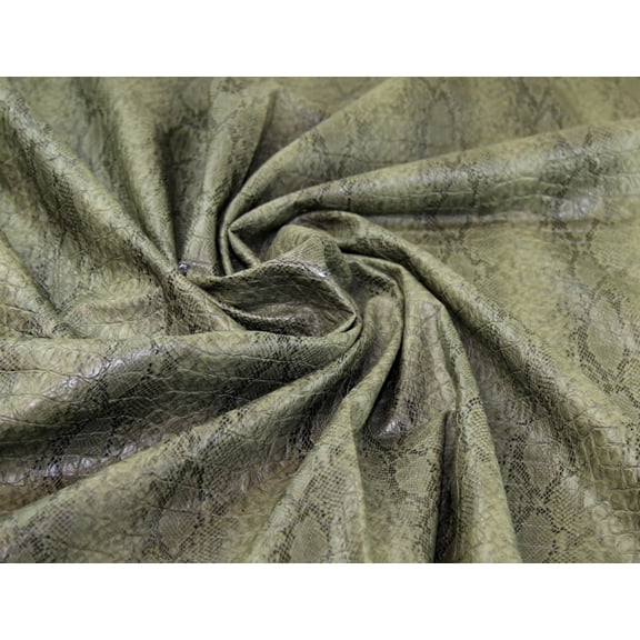 John Louden Snakeskin Faux Leather Fabric Khaki - per yard