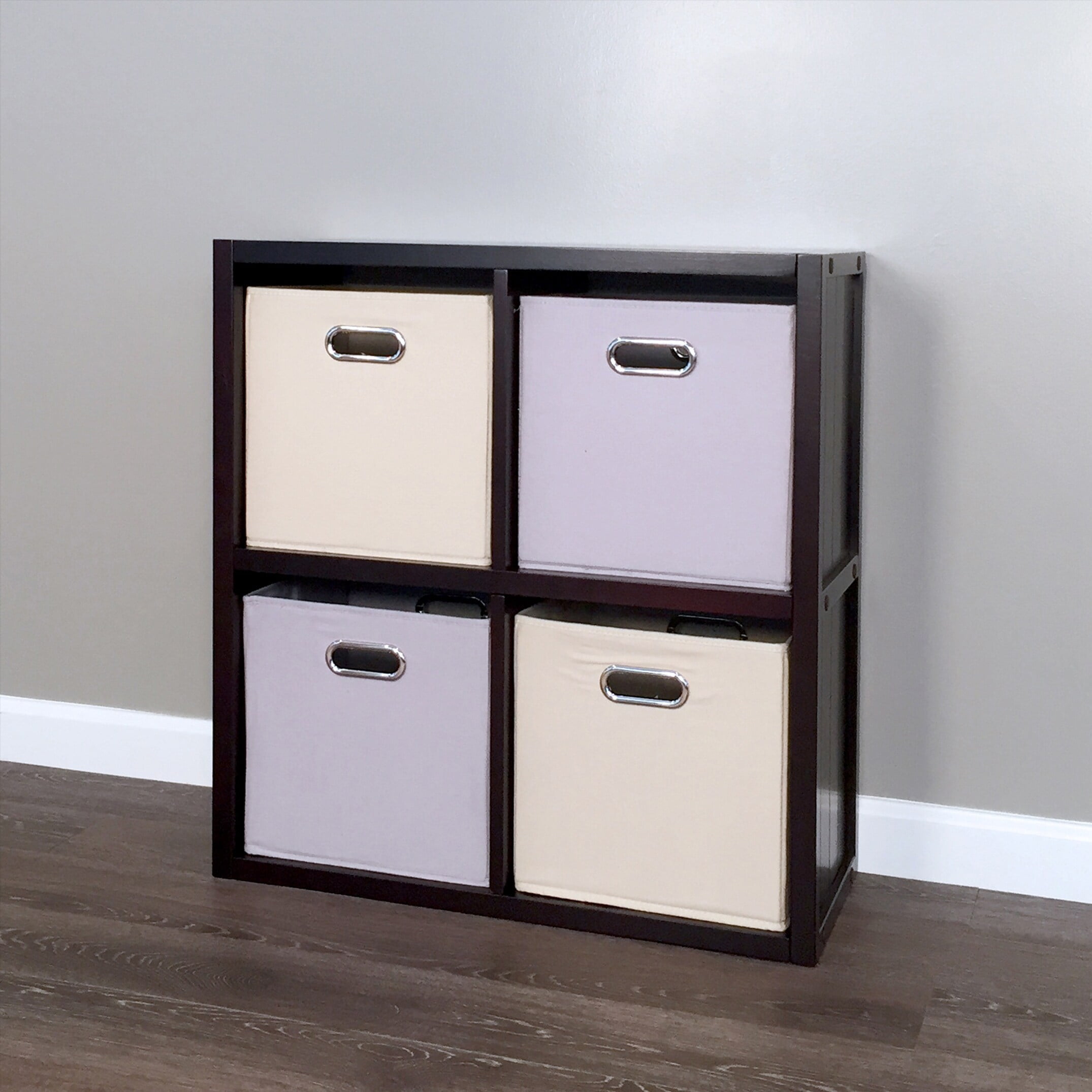 John Louis Home Solid Wood 4 Cube Storage Organizer Espresso