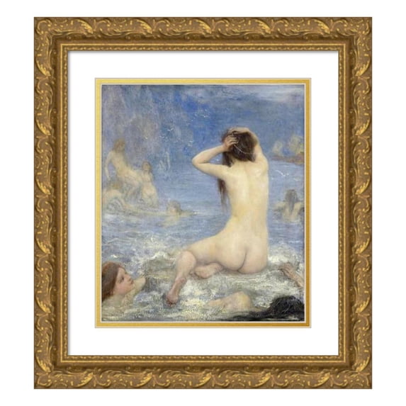 John Macallan Swan 15x17 Gold Ornate Wood Frame and Double Matted Museum Art Print Titled - From Sirenen (1870 - 1910)