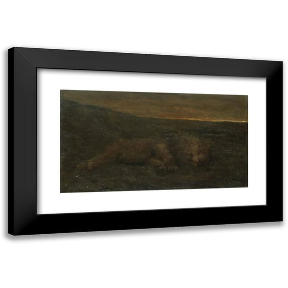 John Macallan Swan 18x12 Black Modern Framed Museum Art Print Titled - Sleeping Lion by Night (1870 - 1910)