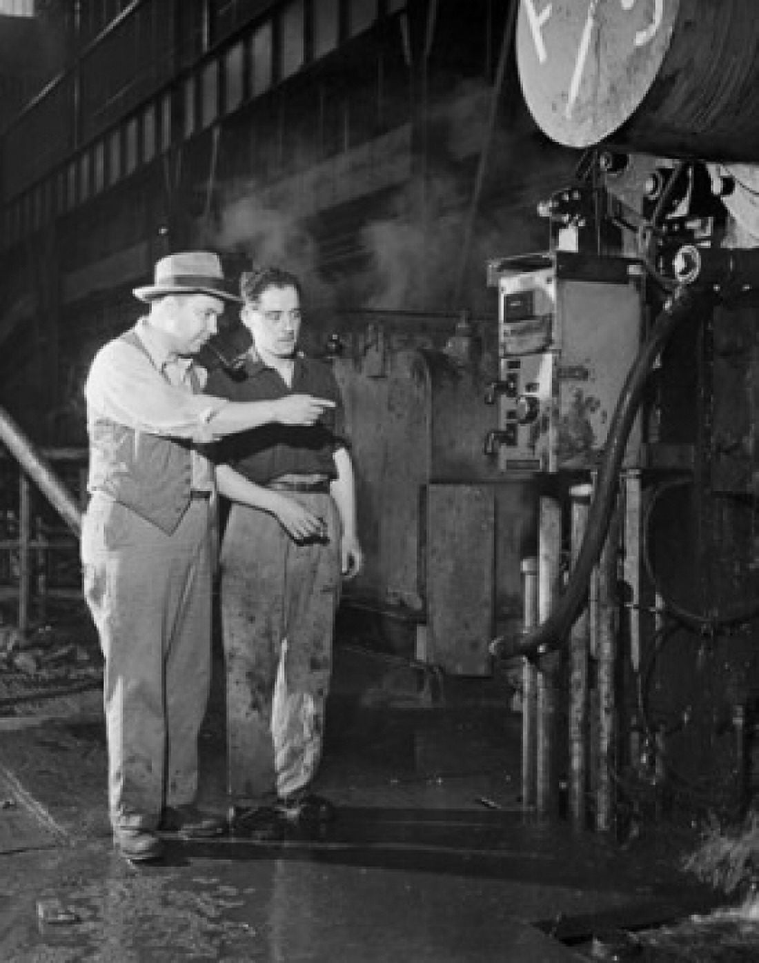 John Manning (left) and Edmond Wouters Automatic Steel Rolling Mill Denain France Canvas Art - (18 x 24)