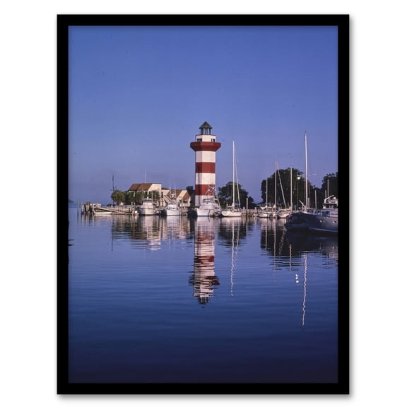 John Margolies Harbourtown Lighthouse South Carolina Framed Wall Art Print A4