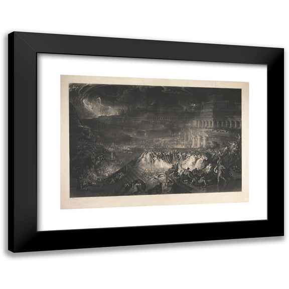John Martin 14x11 Black Modern Framed Museum Art Print Titled - The Fall of Ninevah (1829)