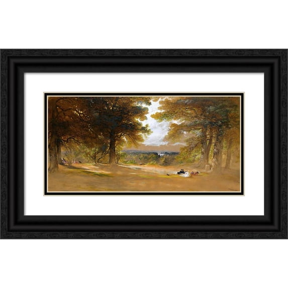John Martin 14x9 Black Ornate Wood Framed Double Matted Museum Art Print Titled: Richmond Park, London (1850)