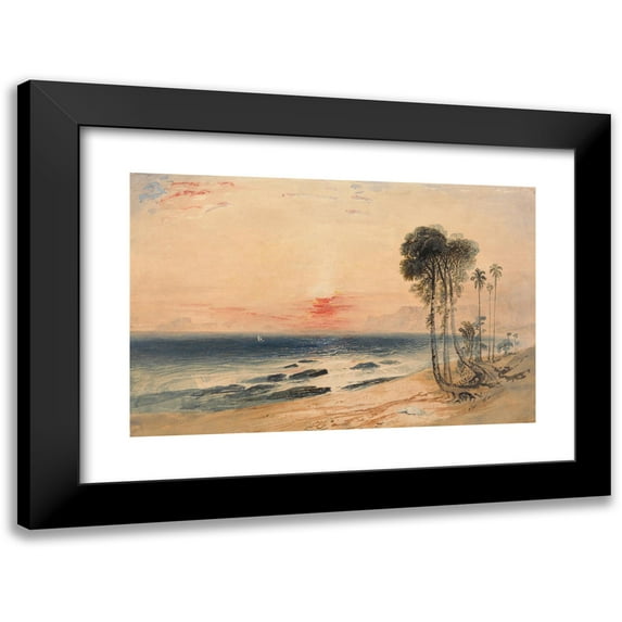 John Martin 18x13 Black Modern Framed Museum Art Print Titled - A Tropical Coast, Sunset (Between 1840 and 1850)