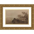 thumbnail image 1 of John Martin 18x13 Gold Ornate Wood Frame and Double Matted Museum Art Print Titled - Building on a Hill, 1 of 4