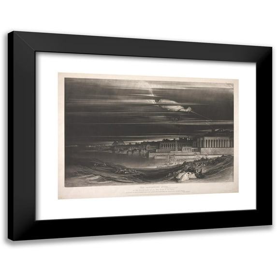 John Martin 24x18 Black Modern Framed Museum Art Print Titled - The Destroying Angel (1836)