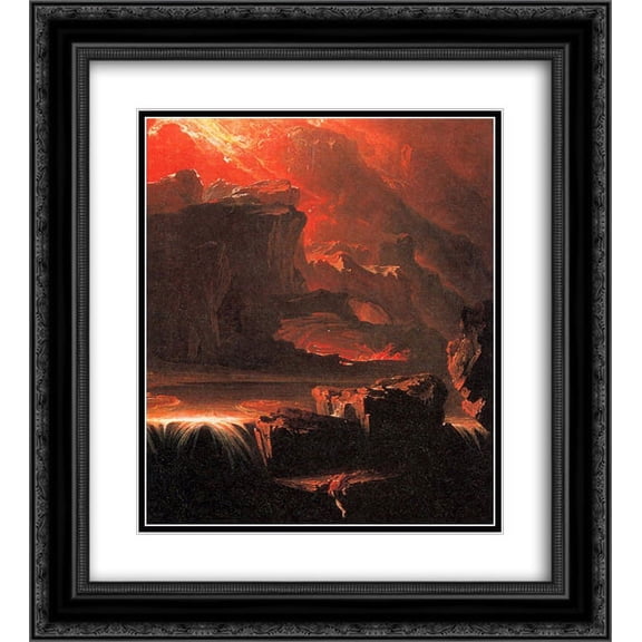 John Martin 2x Matted 20x24 Black Ornate Framed Art Print 'Sadak in Search of the Waters of Oblivion'