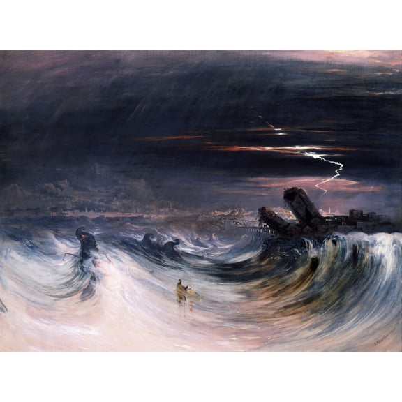 John Martin Destruction Of Tyre Extra Large Art Print Wall Mural Poster Premium XL