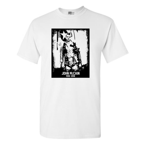 John McCain Senator USA Flag RIP 1936-2018 Hero Black DT Adult T-Shirt Tee
