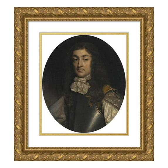 John Michael Wright 12x14 Gold Ornate Wood Frame and Double Matted Museum Art Print Titled - Portrait of an Officer