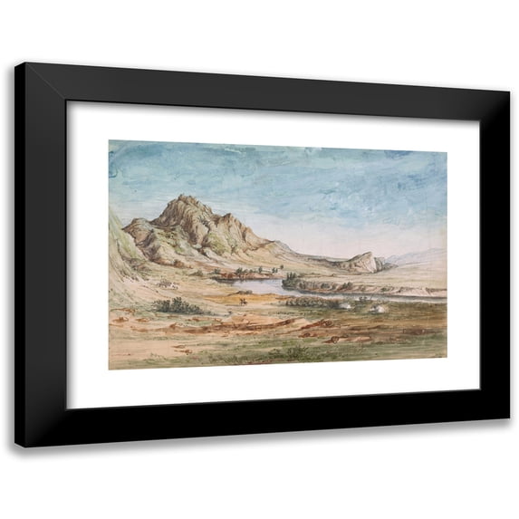 John Mix Stanley 14x11 Black Modern Framed Museum Art Print Titled - Bear's Teeth Missouri River Gate of The Mountains (1854)