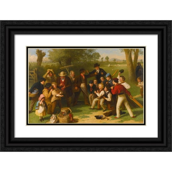 John Morgan 14x11 Black Ornate Wood Framed Double Matted Museum Art Print Titled: The Fight (The Cricket Match) (1860s)