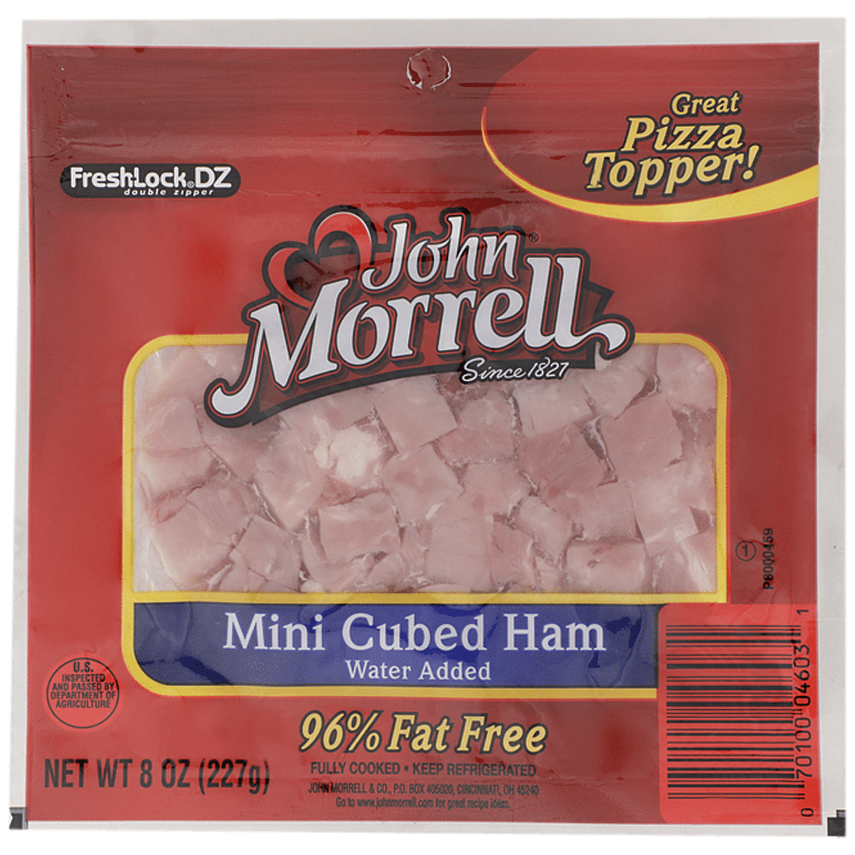 John Morrell Mini Cubed Ham, 8 oz, Fully Cooked, Resealable Packaging