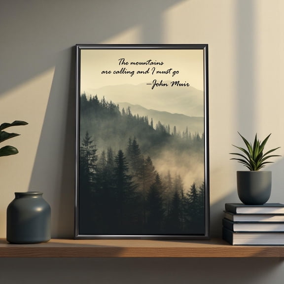John Muir Quote Wall Art Wilderness Landscape Poster Poster The Mountains Are Calling Nature Jmt Outdoor Inspired Adventure Decor Gift , Poster Print Only