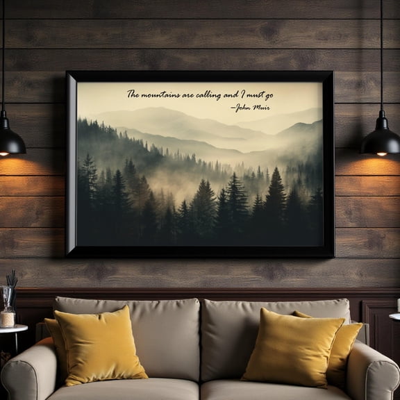 John Muir Quote Wall Art, Wilderness Landscape Poster Print, The Mountains Are Calling Quote, Jmt Nature Inspired Adventure Decor Gift, Poster Only