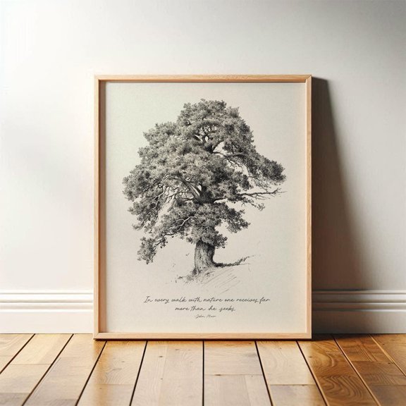 John Muir Quote With Vintage Tree Minimalist Nature Art Ecology Hiker Rustic Or Decorative Wall Art Poster , Poster Print Only