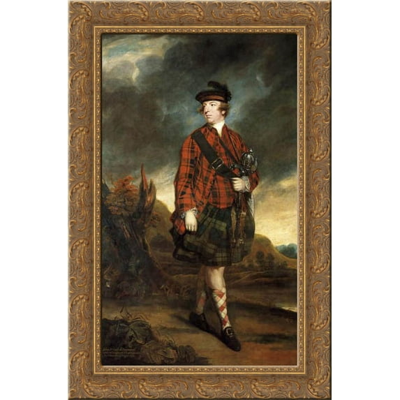 John Murray, 4th Earl of Dunmore 18x24 Gold Ornate Wood Framed Canvas Art by Reynolds, Joshua