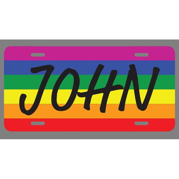 John Name Pride Flag Style License Plate Tag Vanity Novelty Metal | UV Printed Metal | 6-Inches By 12-Inches | Car Truck RV Trailer Wall Shop Man Cave | NP2376