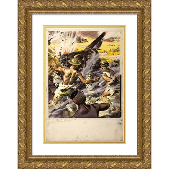 John Nunney 17x24 Gold Ornate Framed and Double Matted Museum Art Print Titled - Battle Scene (Between 1939 and 1946)