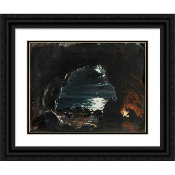 John O'Brien Inman 14x12 Black Ornate Wood Framed Double Matted Museum Art Print Titled: Cave Scene
