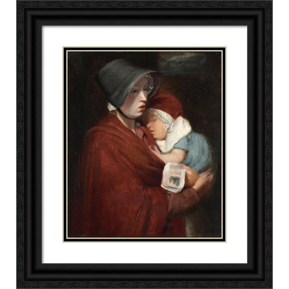 John Opie 15x17 Black Ornate Wood Framed Double Matted Museum Art Print Titled - Street Singer and Child (18th Century)
