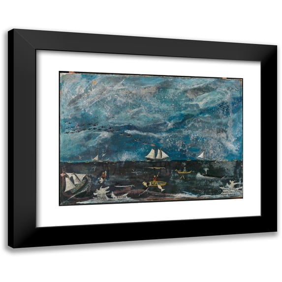 John Orne Johnson Frost 14x11 Black Modern Framed Museum Art Print Titled - The Marblehead Fishermen (ca. 1922 - 1928)