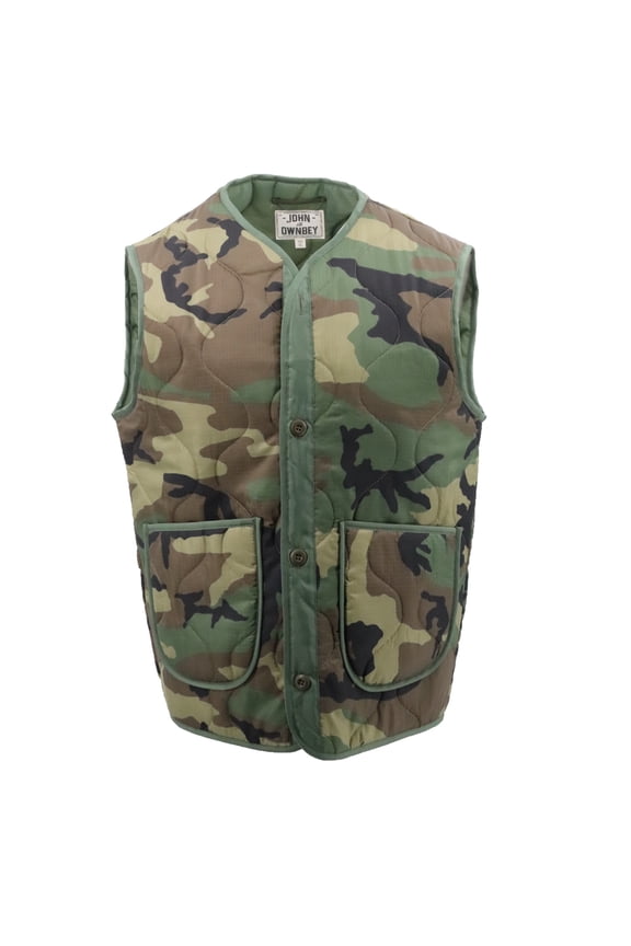 Company Men's Woobie Vest Poncho Liner Quilted Puff Vest Made in USA, Woodland Camo, Small
