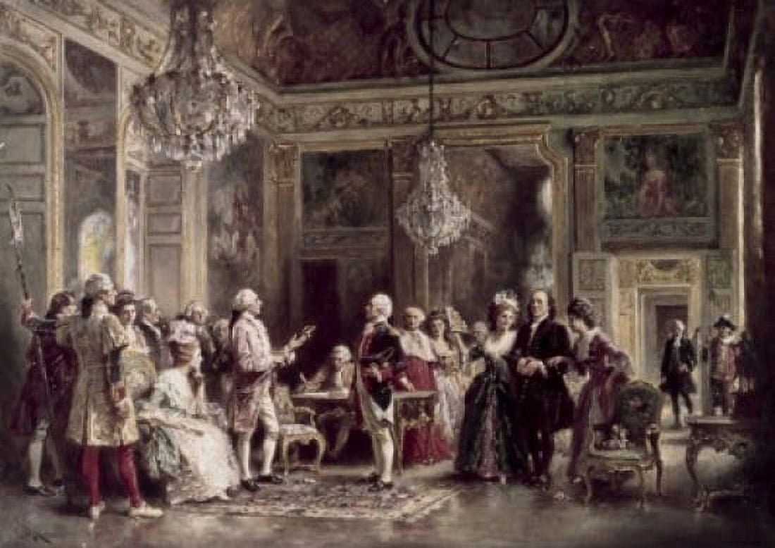 John Paul Jones & Benjamin Franklin at Louis XVIs Court Jean Leon Gerome Ferris (1863-1930American) Canvas Art - Jean Leon Gerome Ferris (18 x 24)