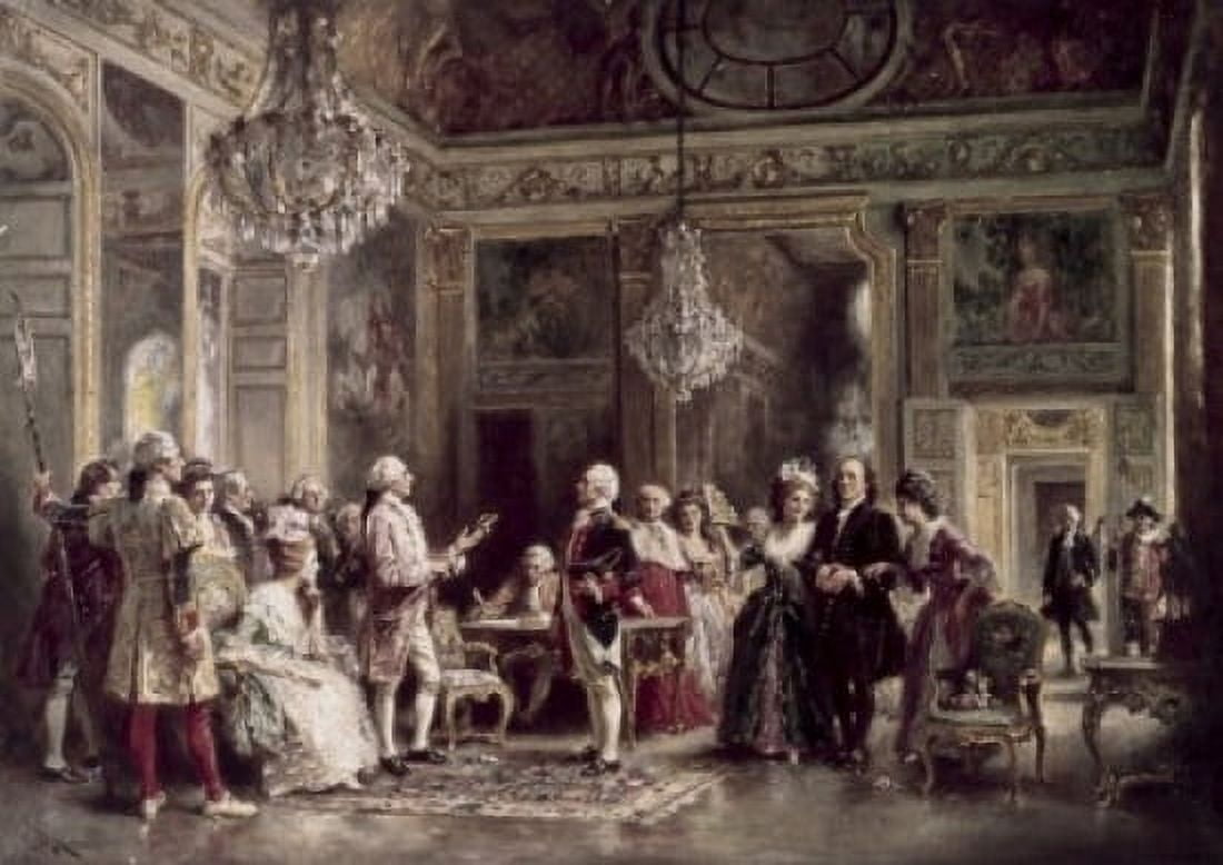 John Paul Jones & Benjamin Franklin at Louis XVIs Court Jean Leon Gerome Ferris (1863-1930American) Canvas Art - Jean Leon Gerome Ferris (24 x 36)