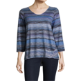 thumbnail image 1 of John Paul Richard Women's Printed 3/4-Sleeve Top Blue Size Medium, 1 of 3