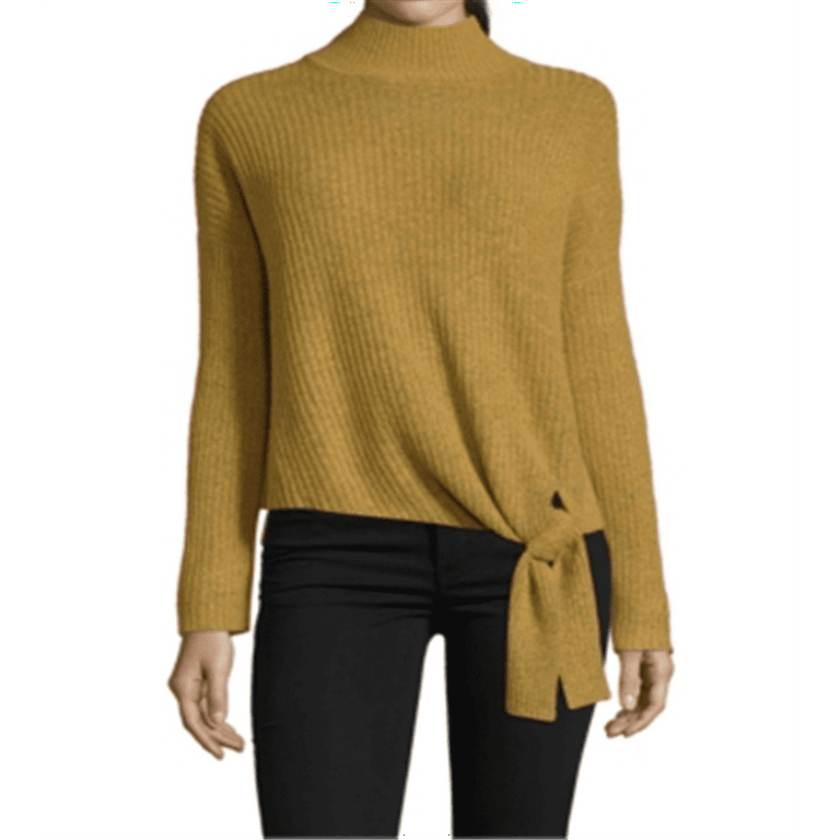John Paul Richard Women s Side Tie Mock Neck Sweater Yellow Size Petite M