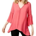 thumbnail image 1 of John Paul Richard Womens Crochet-Trimmed Tunic Blouse, Pink, Small, 1 of 1